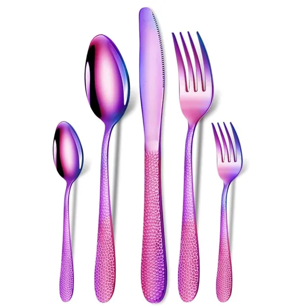 Rainbow_5-Piece_Hamme_Flatware_Set_Premium_Stainless_Steel_Cutlery_Dishwasher_Safe_(Pack_Of_5)