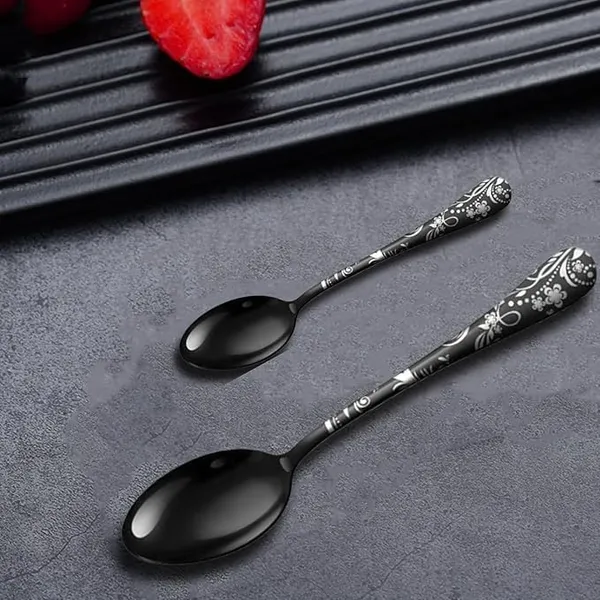 Black_Floral_Print_Stainless_Steel_Cutlery_Set_5-Piece_Flatware_Set_With_Decorative_Handle_2_Forks_2_Spoons_1_Knives_(_Set_Of_2(10Pcs))