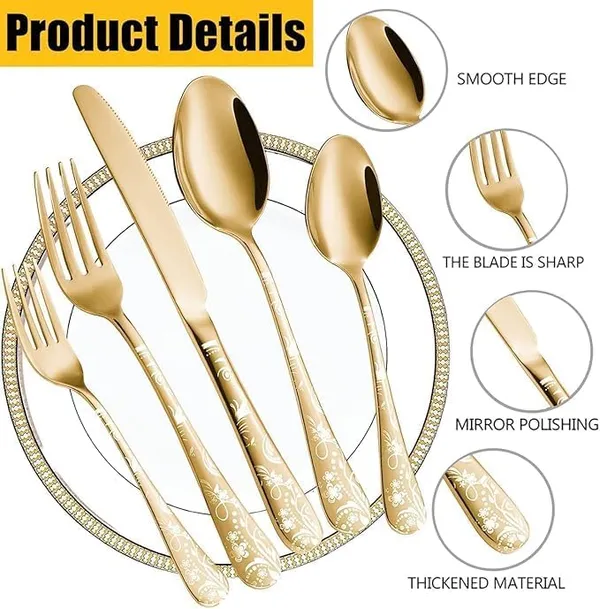 Gold_Floral_Print_Stainless_Steel_Cutlery_Set_5-Piece_Flatware_Set_With_Decorative_Handle_2_Forks_2_Spoons_1_Knives_(_Set_Of_2(10Pcs))