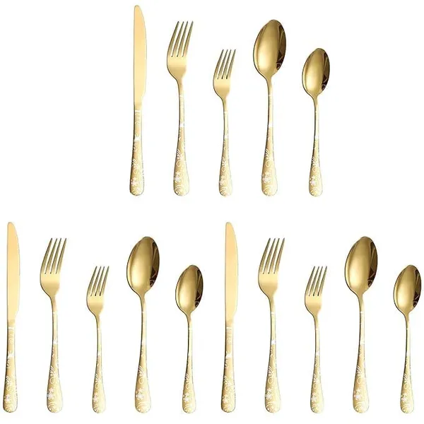 Gold_Floral_Print_Stainless_Steel_Cutlery_Set_5-Piece_Flatware_Set_With_Decorative_Handle_2_Forks_2_Spoons_1_Knives_(_Set_Of_3(15Pcs))