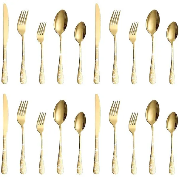 Gold_Floral_Print_Stainless_Steel_Cutlery_Set_5-Piece_Flatware_Set_With_Decorative_Handle_2_Forks_2_Spoons_1_Knives_(_Set_Of_4(20Pcs))
