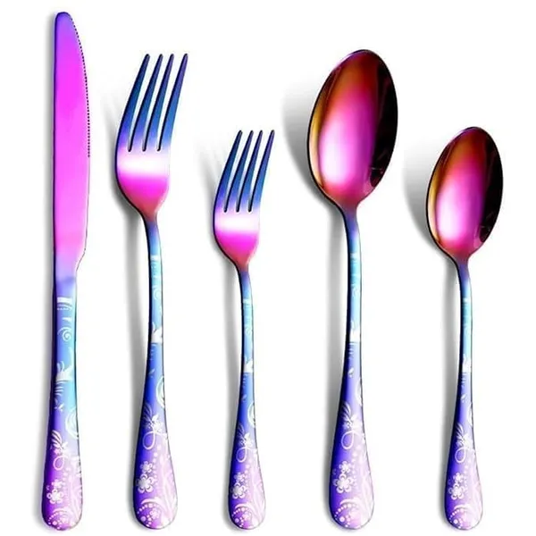 Rainbow_Floral_Print_Stainless_Steel_Cutlery_Set_5-Piece_Flatware_Set_With_Decorative_Handle_2_Forks_2_Spoons_1_Knives_(_Set_Of_1(5Pcs))