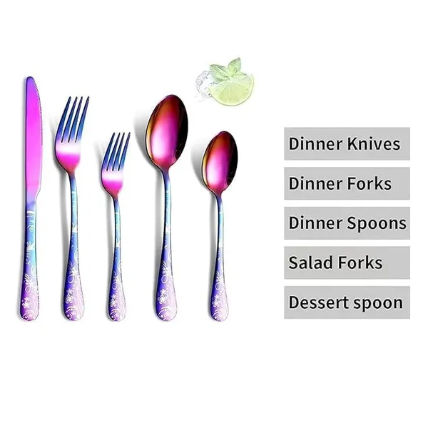 Rainbow_Floral_Print_Stainless_Steel_Cutlery_Set_5-Piece_Flatware_Set_With_Decorative_Handle_2_Forks_2_Spoons_1_Knives_(_Set_Of_1(5Pcs))