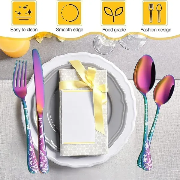 Rainbow_Floral_Print_Stainless_Steel_Cutlery_Set_5-Piece_Flatware_Set_With_Decorative_Handle_2_Forks_2_Spoons_1_Knives_(_Set_Of_2(10Pcs))