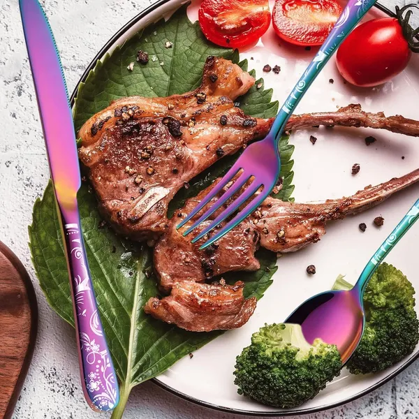 Rainbow_Floral_Print_Stainless_Steel_Cutlery_Set_5-Piece_Flatware_Set_With_Decorative_Handle_2_Forks_2_Spoons_1_Knives_(_Set_Of_3(15Pcs))