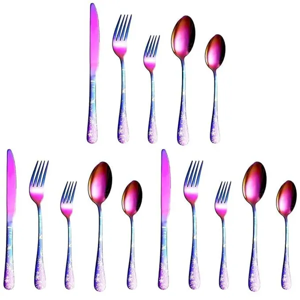 Rainbow_Floral_Print_Stainless_Steel_Cutlery_Set_5-Piece_Flatware_Set_With_Decorative_Handle_2_Forks_2_Spoons_1_Knives_(_Set_Of_3(15Pcs))