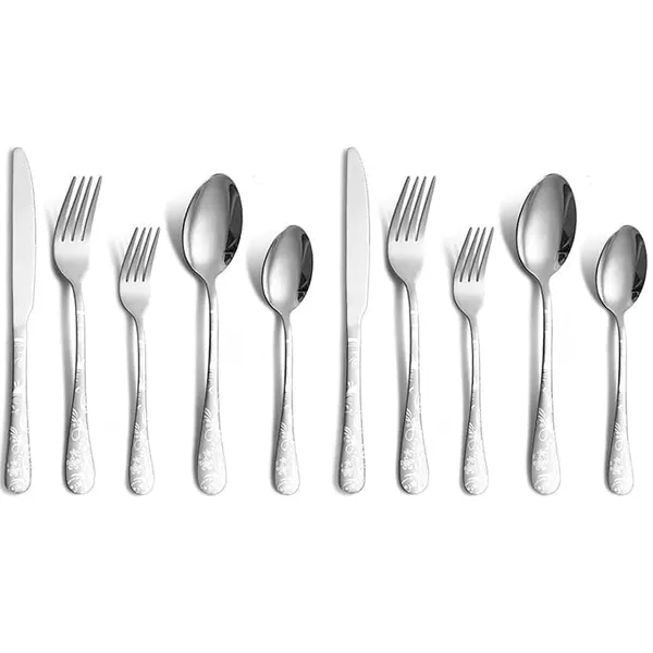 Silver_Floral_Print_Stainless_Steel_Cutlery_Set_5-Piece_Flatware_Set_With_Decorative_Handle_2_Forks_2_Spoons_1_Knives_(_Set_Of_2(10Pcs))