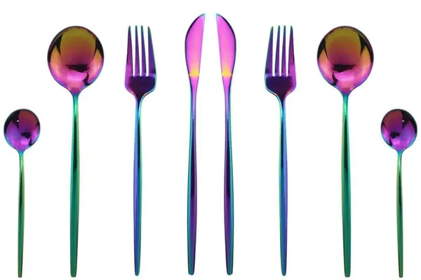 Rainbow_24-Piece_Stainless_Steel_Flatware_Set_Cutlery_Service_For_6_Knife_Fork_Spoon_Dining_Set_(Set_Of_2_(8Pcs)