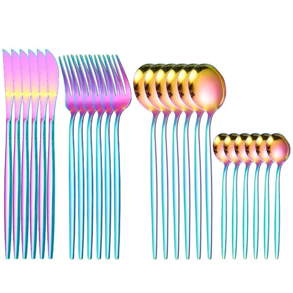 Rainbow_24-Piece_Stainless_Steel_Flatware_Set_Cutlery_Service_For_6_Knife_Fork_Spoon_Dining_Set_Set_Of_6(24Pcs)