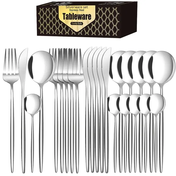 Silver_24-Piece_Stainless_Steel_Flatware_Set_Cutlery_Service_For_6_Knife_Fork_Spoon_Dining_Set_(Pack_Of_24_)
