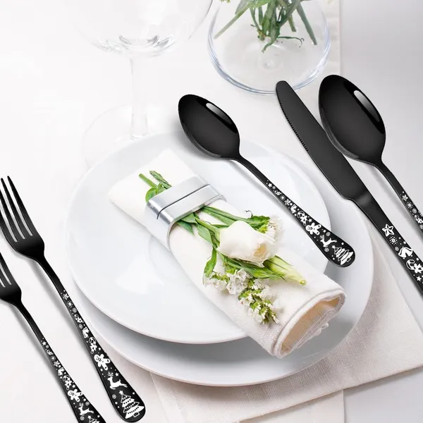 Black_Christmas_Holiday_Flatware_Set_20-Piece_Stainless_Steel_Cutlery_Service_For_4_Festive_Tree_Design_(_Set_Of_3_(15Pcs))