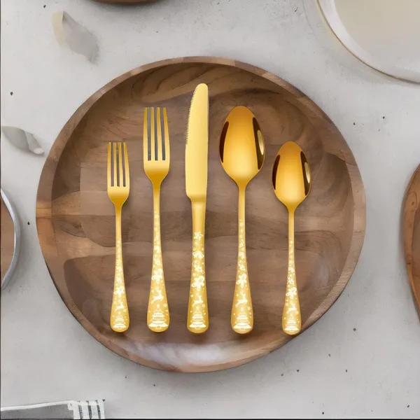 Gold_Christmas_Holiday_Flatware_Set_20-Piece_Stainless_Steel_Cutlery_Service_For_4_Festive_Tree_Design_(_Set_Of_1(5Pcs))