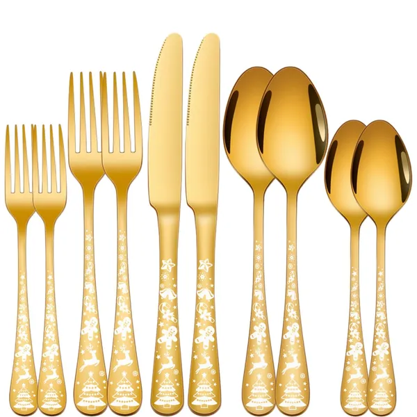 Gold_Christmas_Holiday_Flatware_Set_20-Piece_Stainless_Steel_Cutlery_Service_For_4_Festive_Tree_Design_(_Set_Of_2(10Pcs))
