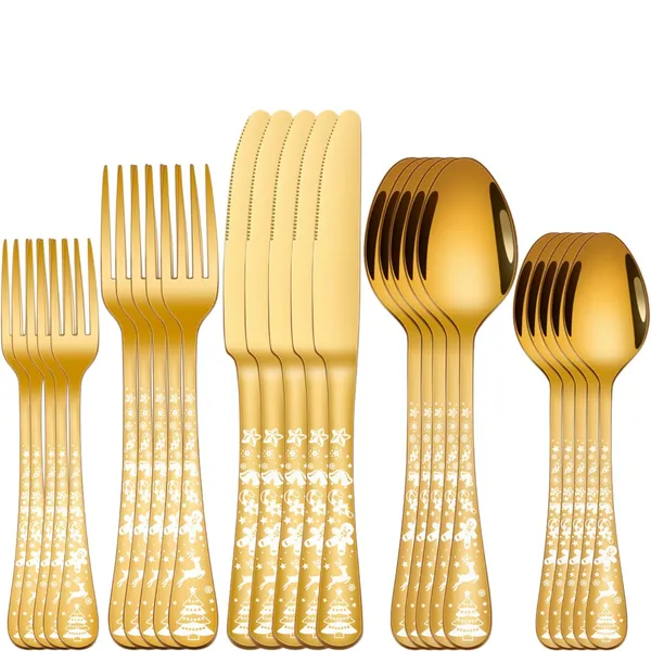 Gold_Christmas_Holiday_Flatware_Set_20-Piece_Stainless_Steel_Cutlery_Service_For_4_Festive_Tree_Design_(_Set_Of_4(20Pcs))
