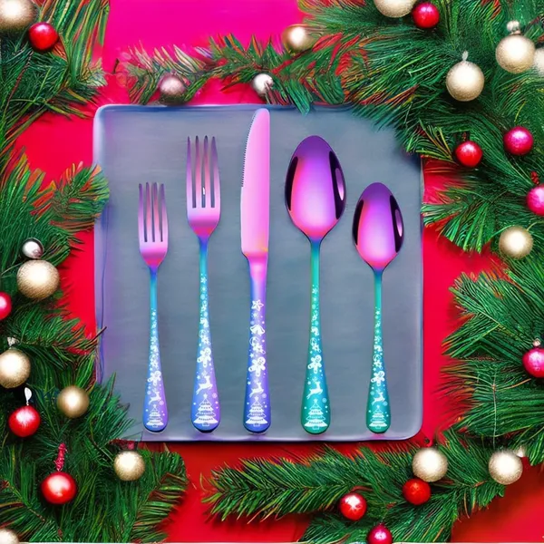 Rainbow_Christmas_Holiday_Flatware_Set_20-Piece_Stainless_Steel_Cutlery_Service_For_4_Festive_Tree_Design_(Set_Of_1(5Pcs))
