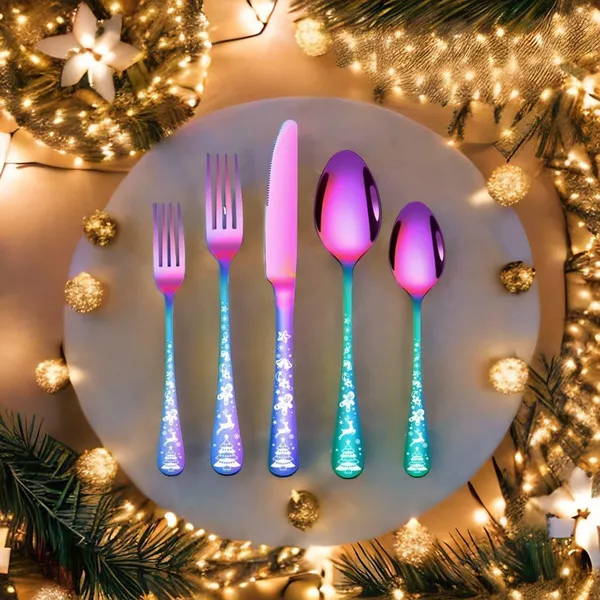 Rainbow_Christmas_Holiday_Flatware_Set_20-Piece_Stainless_Steel_Cutlery_Service_For_4_Festive_Tree_Design_(_Set_Of_4(20Pcs))