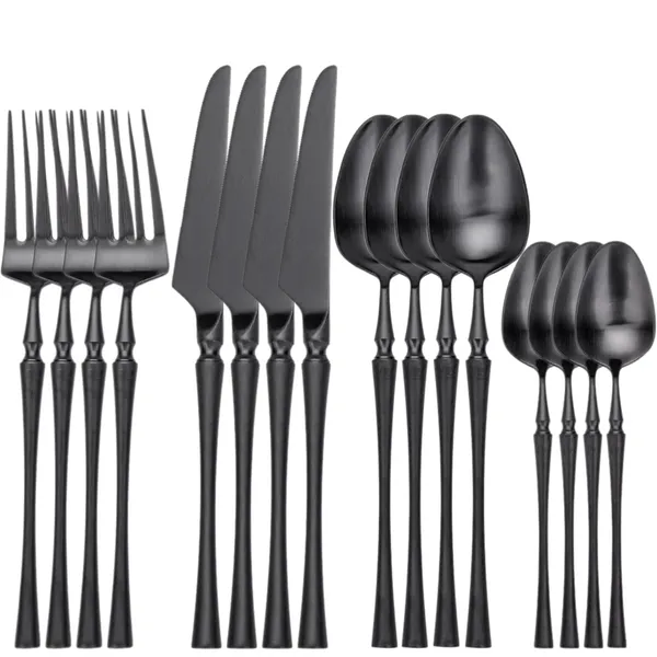 Black_24-Piece_Stainless_Steel_Cutlery_Set_Service_For_6_Modern_Ware_With_Knife_Fork_And_Spoon_(_Set_Of_4(16Pcs))