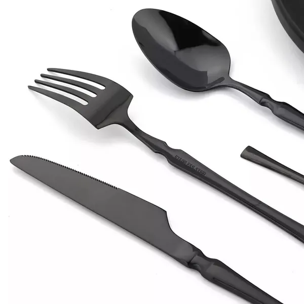 Black_24-Piece_Stainless_Steel_Cutlery_Set_Service_For_6_Modern_Ware_With_Knife_Fork_And_Spoon_(_Set_Of_4(16Pcs))