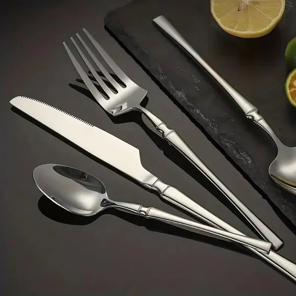 Silver_24-Piece_Stainless_Steel_Cutlery_Set_Service_For_6_Modern_Ware_With_Knife_Fork_And_Spoon_(_Set_Of_4(16Pcs))