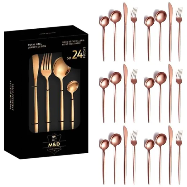 Silver_Royal_Hall_24-Piece_Luxury_Stainless_Steel_Flatware_Set_Matte_Finish_Service_Set_Of_6_(24Pcs)