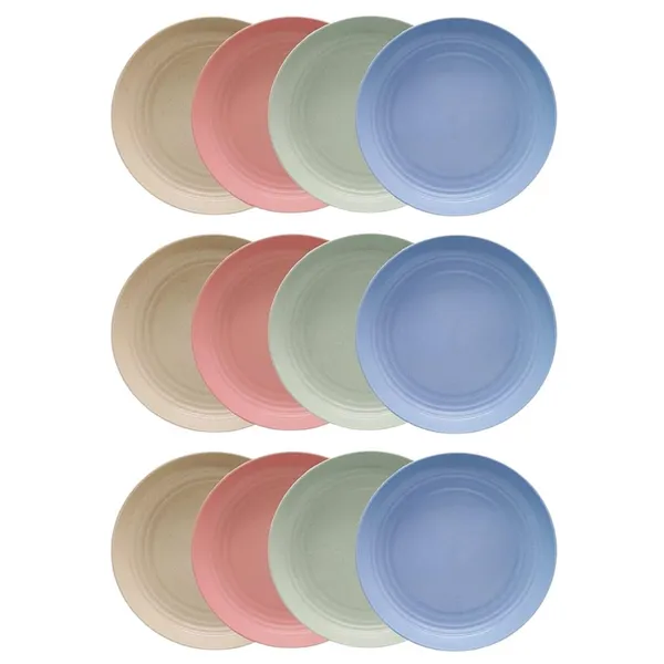 Multicolor_Wheat_Straw_Dinner_Plates_23_Cm_Round_Lightweight_Dinnerware_Set_12-Piece_Multicolour_(Set_Of_3(12_Pcs)_23_Cm)