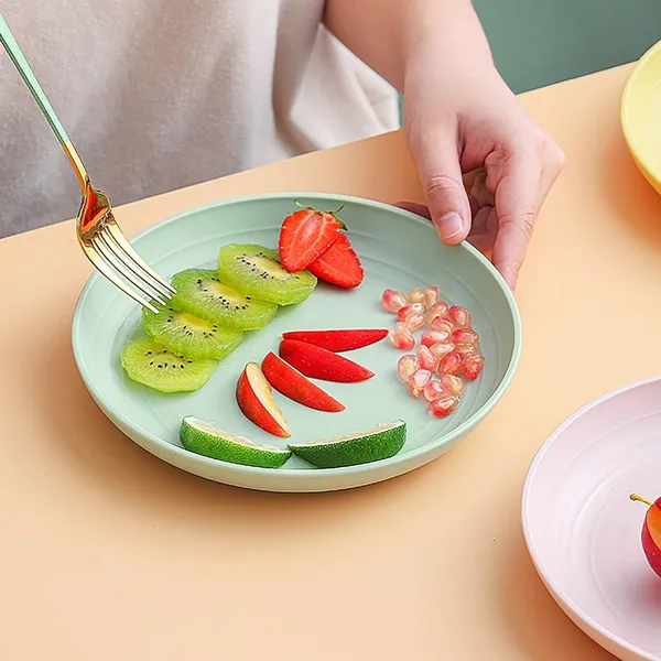 Multicolor_Wheat_Straw_Dinner_Plates_23_Cm_Round_Lightweight_Dinnerware_Set_12-Piece_Multicolour_(Set_Of_2_(8_Pcs)_23_Cm)
