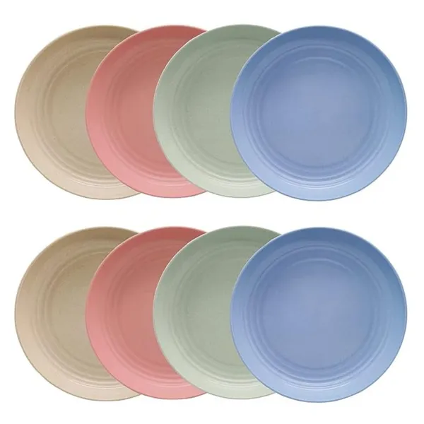Multicolor_Wheat_Straw_Dinner_Plates_23_Cm_Round_Lightweight_Dinnerware_Set_12-Piece_Multicolour_(Set_Of_2_(8_Pcs)_25_Cm)
