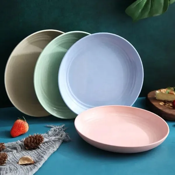 Multicolor_Wheat_Straw_Dinner_Plates_23_Cm_Round_Lightweight_Dinnerware_Set_12-Piece_Multicolour_(Set_Of_2_(8_Pcs)_25_Cm)