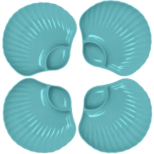 Green_Shell-Shaped_Dipping_Plates_Wheat_Straw_Material_4_Colours_Divided_Design_For_Sauces_And_Snacks_(Pack_Of_4)