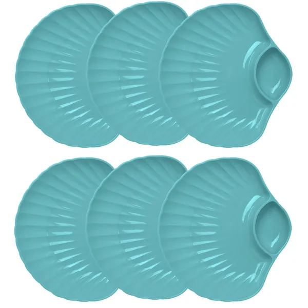 Green_Shell-Shaped_Dipping_Plates_Wheat_Straw_Material_4_Colours_Divided_Design_For_Sauces_And_Snacks_(Pack_Of_6)