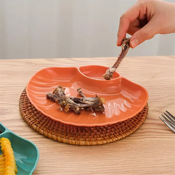 Orange_Shell-Shaped_Dipping_Plates_Wheat_Straw_Material_4_Colours_Divided_Design_For_Sauces_And_Snacks_(Pack_Of_6)
