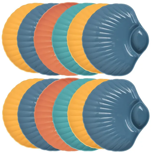 Multicolor_Shell-Shaped_Dipping_Plates_Wheat_Straw_Material_4_Colours_Divided_Design_For_Sauces_And_Snacks_(Pack_Of_12)