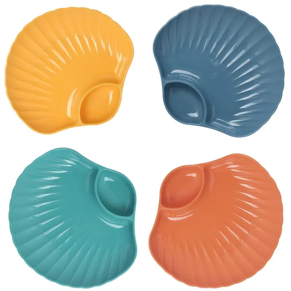 Multicolor_Shell-Shaped_Dipping_Plates_Wheat_Straw_Material_4_Colours_Divided_Design_For_Sauces_And_Snacks_(Pack_Of_4)