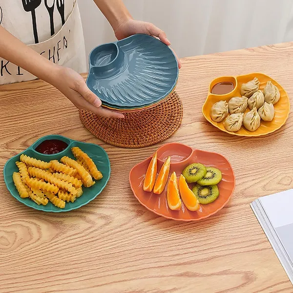 Multicolor_Shell-Shaped_Dipping_Plates_Wheat_Straw_Material_4_Colours_Divided_Design_For_Sauces_And_Snacks_(Pack_Of_4)