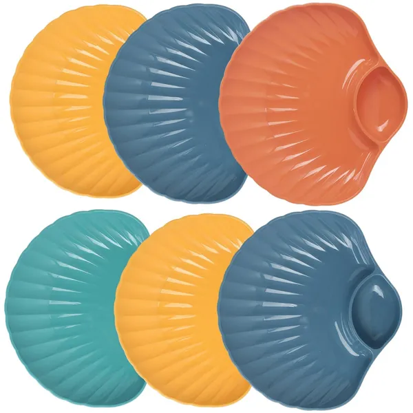 Multicolor_Shell-Shaped_Dipping_Plates_Wheat_Straw_Material_4_Colours_Divided_Design_For_Sauces_And_Snacks_(Pack_Of_6)