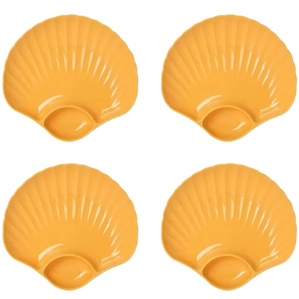 Yellow_Shell-Shaped_Dipping_Plates_Wheat_Straw_Material_4_Colours_Divided_Design_For_Sauces_And_Snacks_(Pack_Of_4)