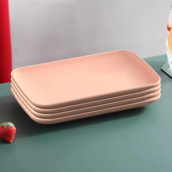 Pink_Wheat_Straw_Serving_Plate_24.5_X_14.5_X_2.5_Cm_Reusable_(Pack_Of_4)