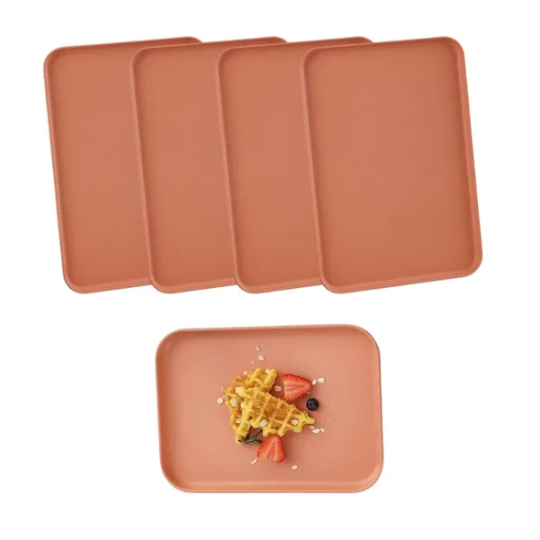 Orange_Wheat_Straw_Serving_Tray_Non-Toxic_Kitchen_Serving_Platter_With_Rounded_Corners_(Pack_Of_4)