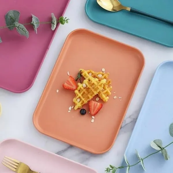 Orange_Wheat_Straw_Serving_Tray_Non-Toxic_Kitchen_Serving_Platter_With_Rounded_Corners_(Pack_Of_4)