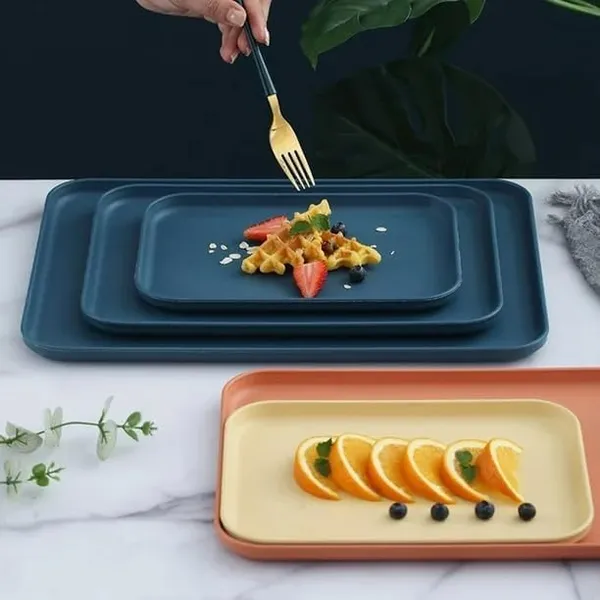 Orange_Wheat_Straw_Serving_Tray_Non-Toxic_Kitchen_Serving_Platter_With_Rounded_Corners_(Pack_Of_4)