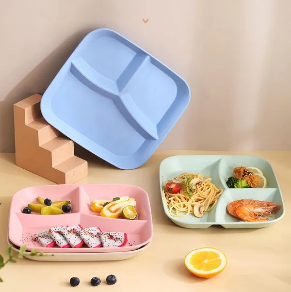 Multicolor_Wheat_Straw_Plastic_Platters_For_Serving_Food_Veggie_Snack_Fruit_Cookies_Desserts_Appetizers_Charcuterie_Chips_Candy_Food_Dishwasher_&_Microwave_Safe_(Pack_Of_4)