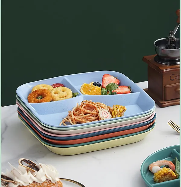 Multicolor_Wheat_Straw_Plastic_Platters_For_Serving_Food_Veggie_Snack_Fruit_Cookies_Desserts_Appetizers_Charcuterie_Chips_Candy_Food_Dishwasher_&_Microwave_Safe_(Pack_Of_6)