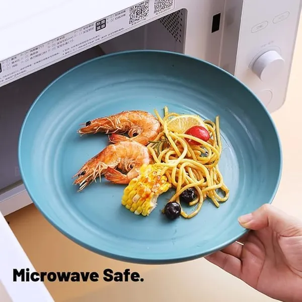 Blue_Wheat_Straw_Fibre_Dinner_Plates_Microwave_And_Dishwasher_Safe_Non-Toxic_Bpa-Free_Unbreakable_Stackable_(Set_Of_4)