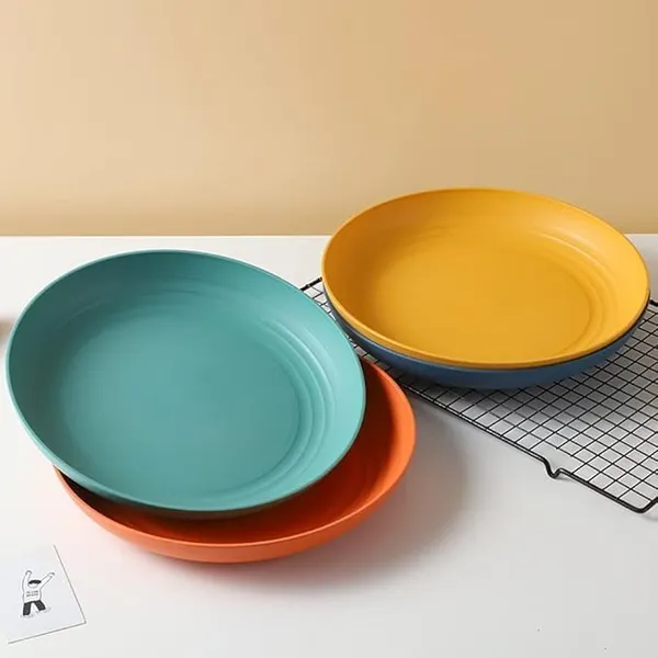 Green_Wheat_Straw_Fibre_Dinner_Plates_Microwave_And_Dishwasher_Safe_Non-Toxic_Bpa-Free_Unbreakable_Stackable_(Set_Of_4)