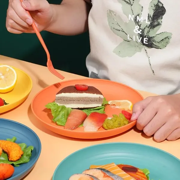 Orange_Wheat_Straw_Fibre_Dinner_Plates_Microwave_And_Dishwasher_Safe_Non-Toxic_Bpa-Free_Unbreakable_Stackable_(Set_Of_4)