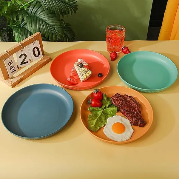 Green_Wheat_Straw_Fibre_Dinner_Plates_Set_Of_6_Microwave_And_Dishwasher_Safe_Non-Toxic_Bpa-Free_Unbreakable_Stackable_(Pack_Of_4)