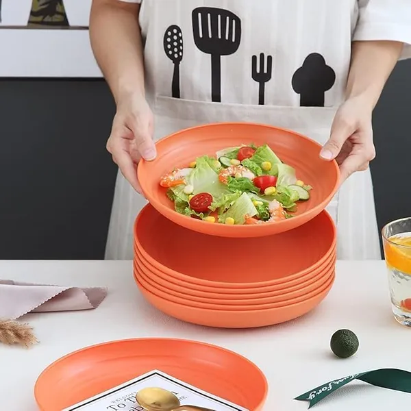 Orange_Wheat_Straw_Fibre_Dinner_Plates_Set_Of_6_Microwave_And_Dishwasher_Safe_Non-Toxic_Bpa-Free_Unbreakable_Stackable_(Pack_Of_2)