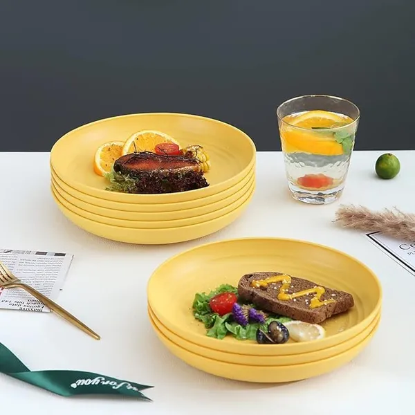 Yellow_Wheat_Straw_Fibre_Dinner_Plates_Microwave_And_Dishwasher_Safe_Non-Toxic_Bpa-Free_Unbreakable_Stackable_Set_Of_6_(6_Pcs)