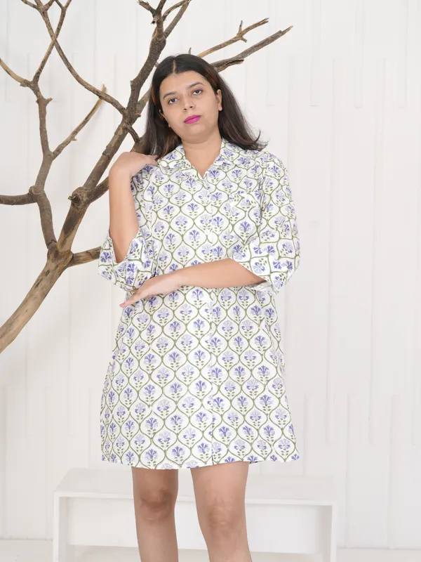 Multicolour_100%_Cotton_Premium_&_Elegant_Block_Print_Sleep_Shirt_For_Women