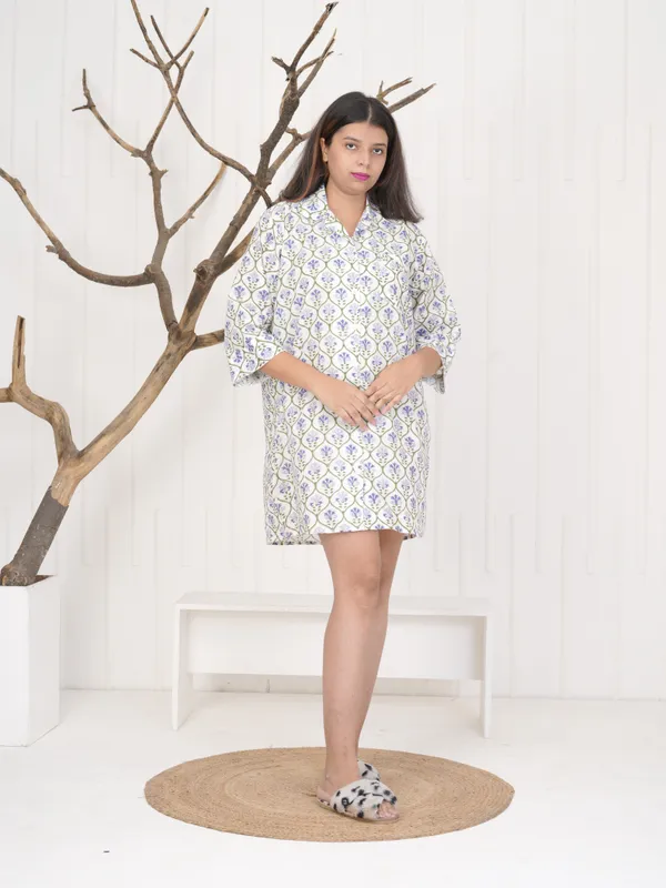 Multicolour_100%_Cotton_Premium_&_Elegant_Block_Print_Sleep_Shirt_For_Women